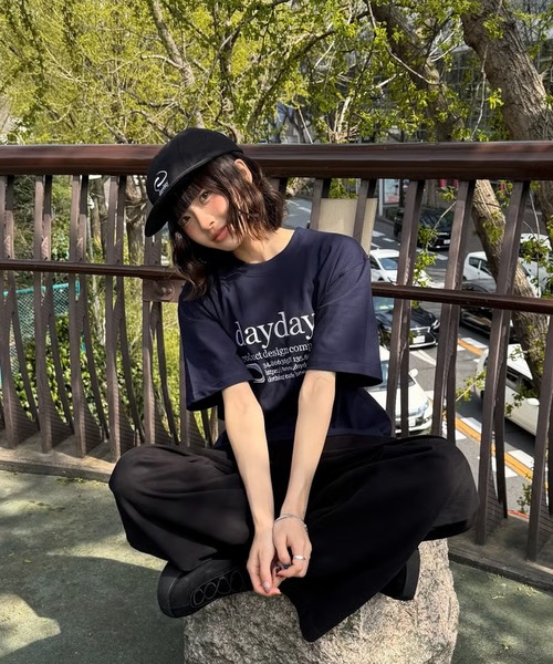 DayDay SEOUL stars logo tee ロンT black L DAYDAY seoul tシャツ カテゴリーロゴ S/S Tシャツ レディース