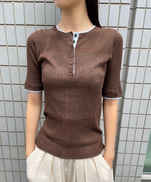 AIC. シアーリブヘンリーネックトップス レディース : ZOZOTOWN Yahoo