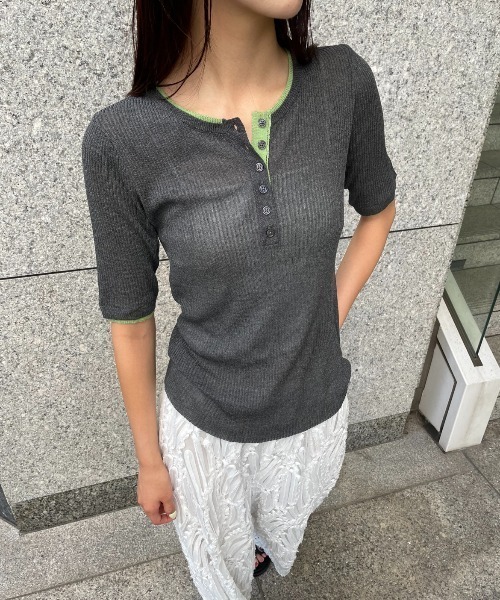 トップス Arii AIC. シアーリブヘンリーネックトップス レディース : ZOZOTOWN Yahoo