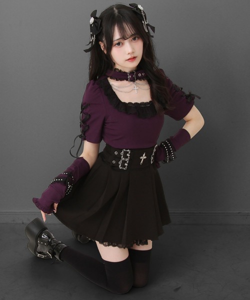 ヘルノ⭐︎アームウォーマー付きニットポンチョ⭐︎ DearMyLove ニット セーター 十字架チェーンチョーカーアーム