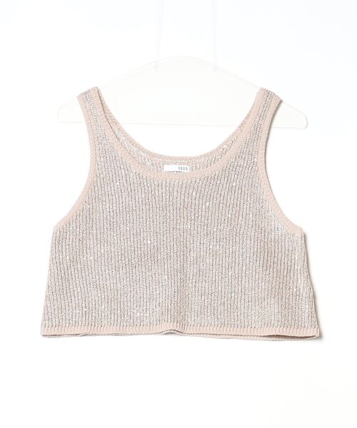 GYDAノースリーブセーター ロゴ　ニット ノースリーブ ジェイダ GYDA フリルノースリーブニット TOPS（オフホワイト