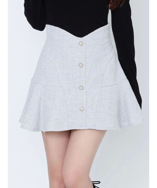 shellerツイード水玉キュロットミニスカート ホワイト shellerツイード水玉キュロットミニスカート ホワイト