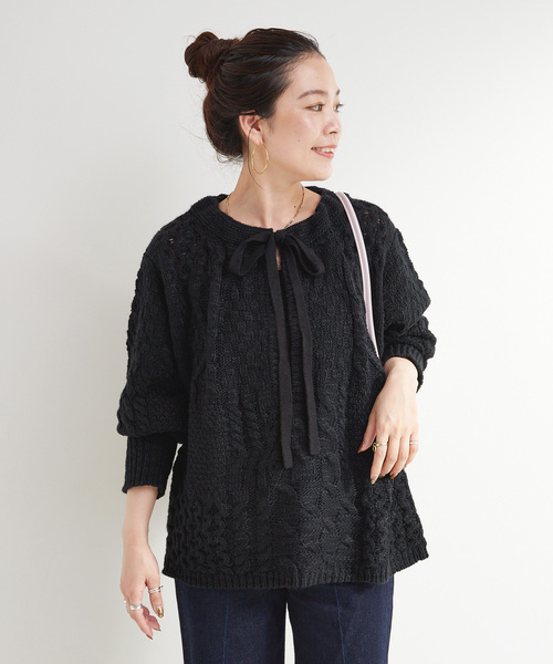 B.C STOCK（ベーセーストック） ニット セーター 手洗い可 / パッチ