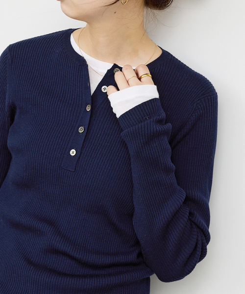 Spick＆Span ニット セーター 18Gヘンリーネックプルオーバー