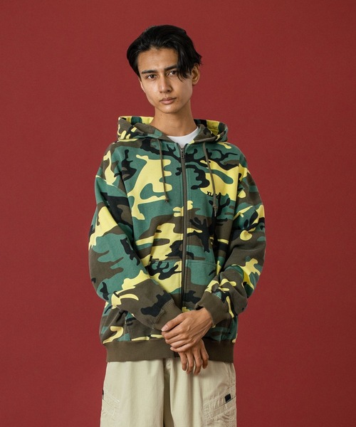 即完売　　　Lサイズ、MAIK & LOM カモフラージュ ジップアップフーディ XLARGE（エクストラ ラージ） パーカー CAMO ZIP UP HOODED SWEATSHIRT