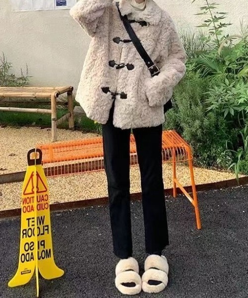 ViViDAY ダッフルコート コート ふわふわフェイクファーダッフルコート