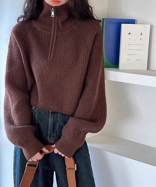 meJane（ミージェーン） ニット セーター 2WAY ハーフジップ