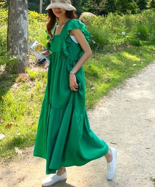 「N.s」 半袖ワンピース FREE ブラック レディース_画像9