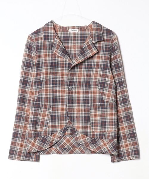 Plantation（プランテーション） チェック柄ジャケット M ブラウン