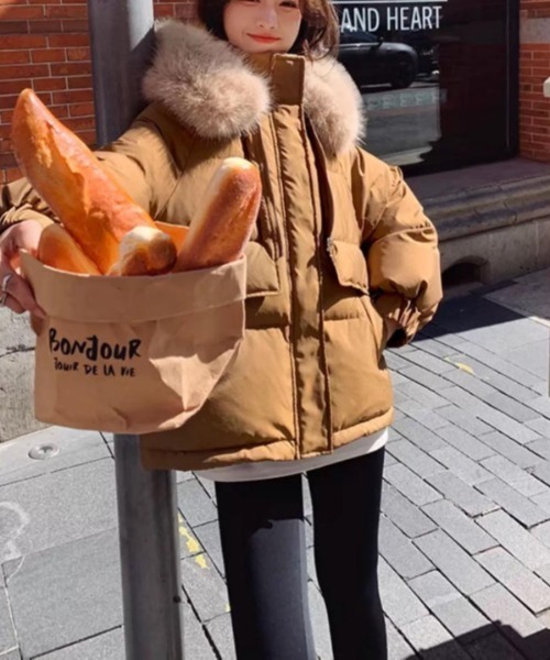 FAVORITO ブルゾン アウター ファーフード付きコート レディース