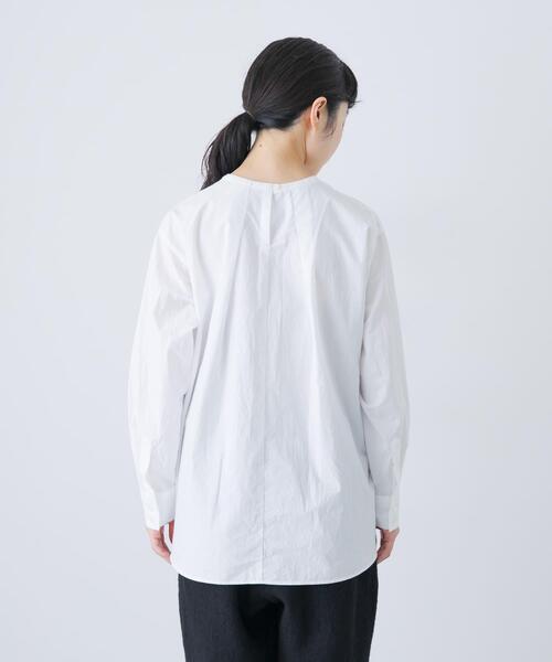 かぐれ ブラウス シャツ コットンクルーネックプルオーバーシャツ