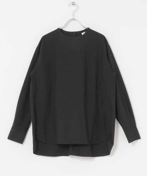 かぐれ ブラウス シャツ コットンクルーネックプルオーバーシャツ