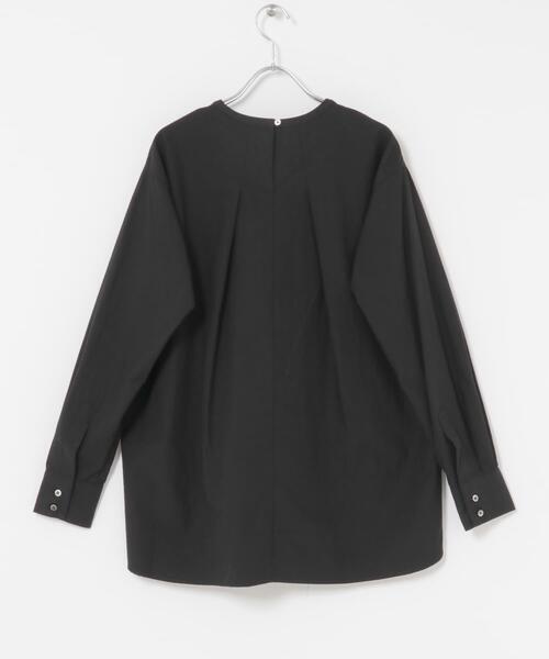 かぐれ ブラウス シャツ コットンクルーネックプルオーバーシャツ