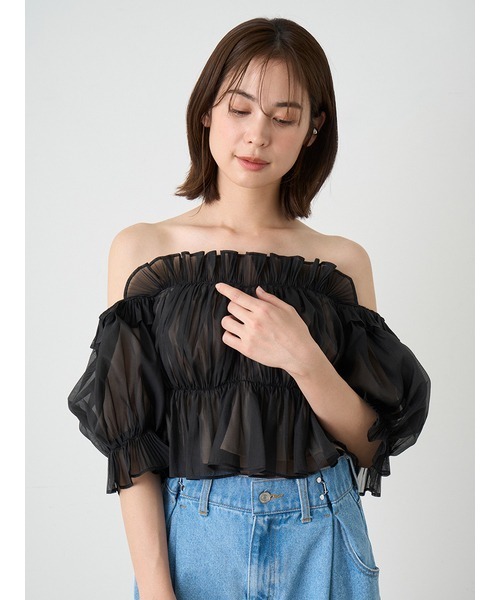 「SNIDEL」 半袖ブラウス ONE SIZE パープル レディースの画像