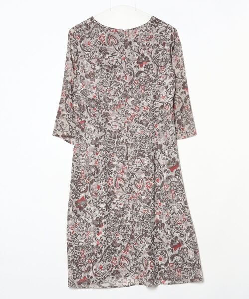 「esche」 花柄7分袖ワンピース 40 ブラウン レディース_画像2
