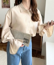 「moment+」 長袖ブラウス L ライトベージュ レディースの画像2