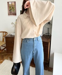 「moment+」 長袖ブラウス L ライトベージュ レディースの画像5