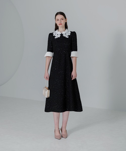 「Leja」 半袖ワンピース LARGE ブラック レディースの画像