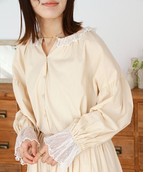 「Crisp」 長袖ブラウス FREE アイボリー レディース_画像9