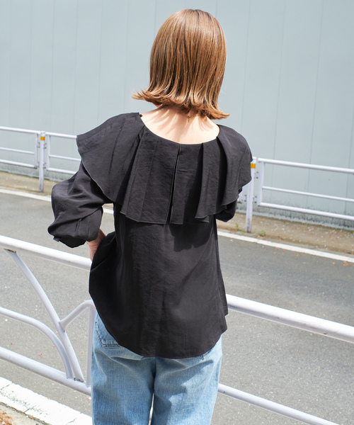 「B.C STOCK」 「Simplicite」長袖ブラウス FREE ブラック レディース_画像5