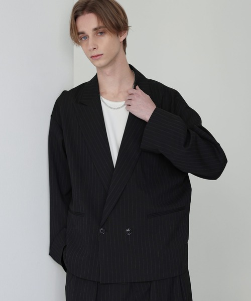 SOCCE ジャケット テーラードジャケット ウールライクピンストライプ
