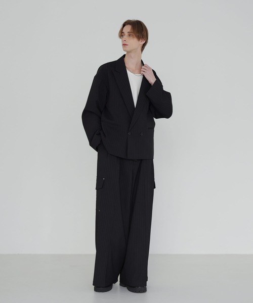 SOCCE ジャケット テーラードジャケット ウールライクピンストライプ