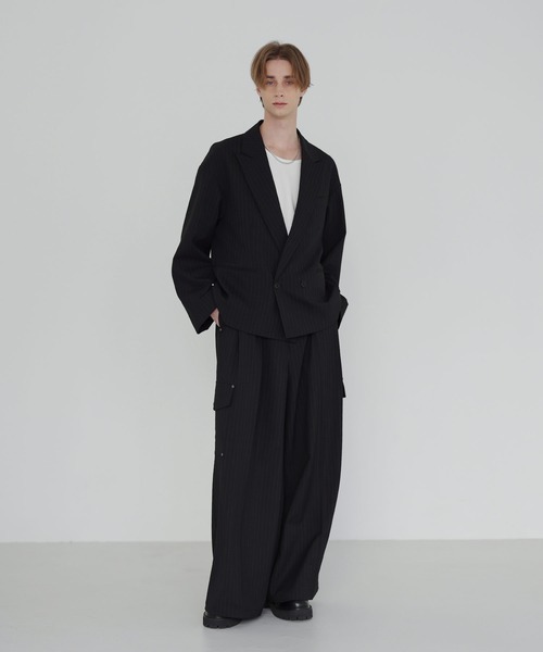 SOCCE ジャケット テーラードジャケット ウールライクピンストライプ