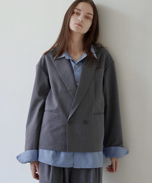 SOCCE ジャケット テーラードジャケット ウールライクピンストライプ