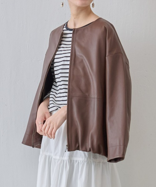 BEARDSLEY（ビアズリー） レザーブルゾン 0 ベージュ レディース