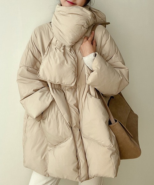 LUMIRA ダウンコート ダウンジャケット ダウン90％ マフラー付き軽量