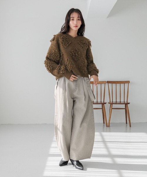 「LOWRYS FARM」 デニムパンツ LARGE ブラック レディース_画像3