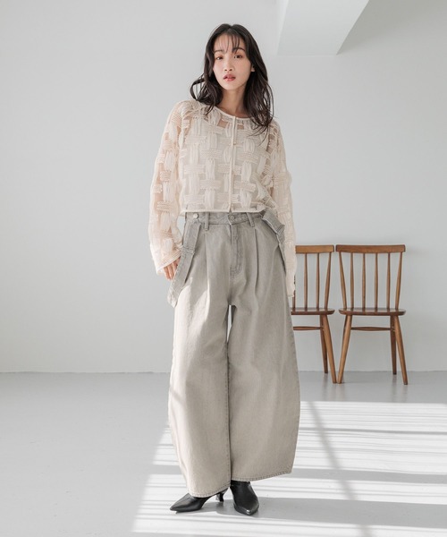 「LOWRYS FARM」 デニムパンツ LARGE ブラック レディース_画像9