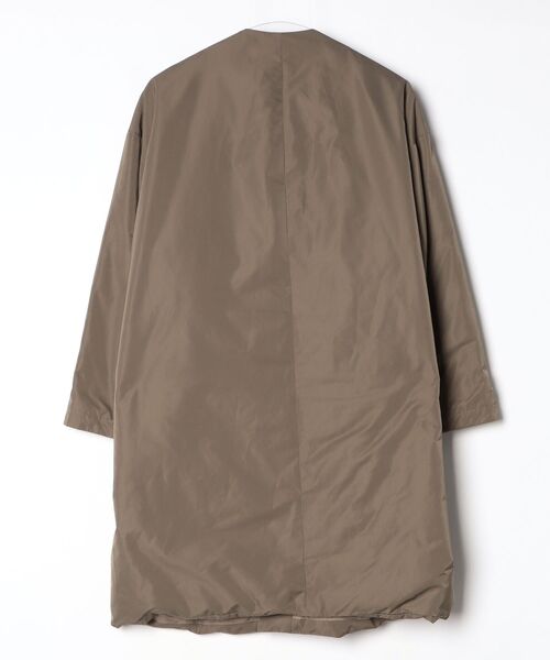 LE GLAZIK ダウンコート　カーキ 中古・古着通販】LE GLAZIK (ル グラジック) ノーカラーダウンコート