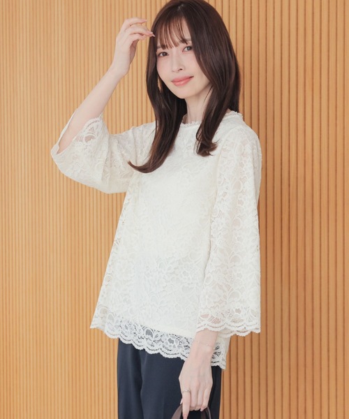 【新品未使用タグ付き】ROCHAS（ロシャス）　レーストップス ロゴレースカットソー【ROCHAS Premiere】|レリアン | レリアン公式
