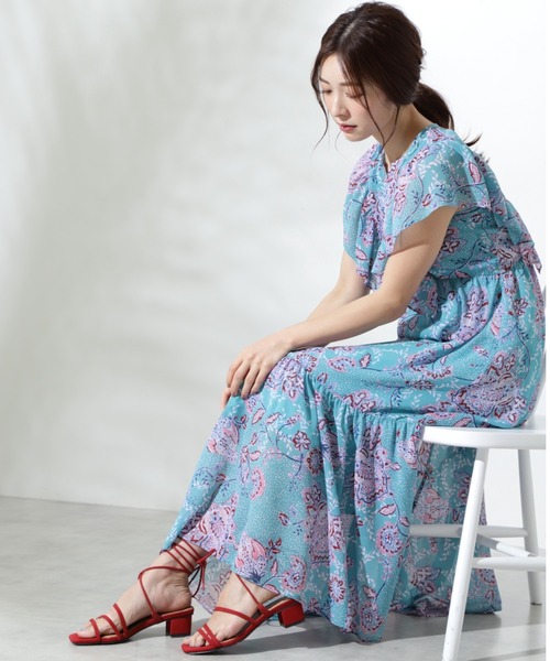 「JILL STUART」 ノースリーブワンピース 0 レッド レディース_画像2