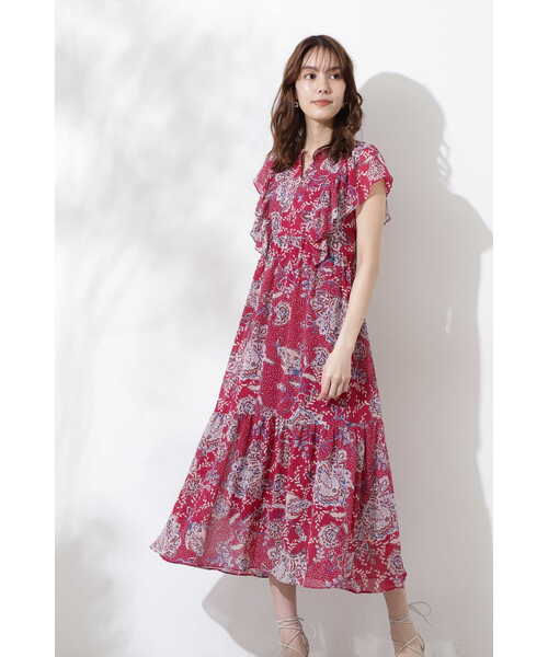 「JILL STUART」 ノースリーブワンピース 0 レッド レディース_画像4