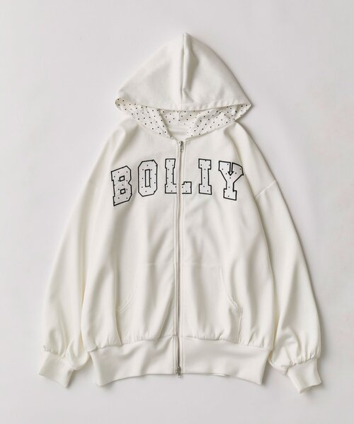 OLIVE des OLIVE（オリーブデオリーブ） パーカー パッチワークロゴZIP