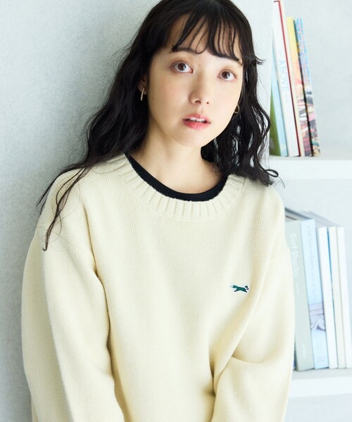 「TOWNCRAFT」 長袖ニット フリ- ブラック レディース_画像2