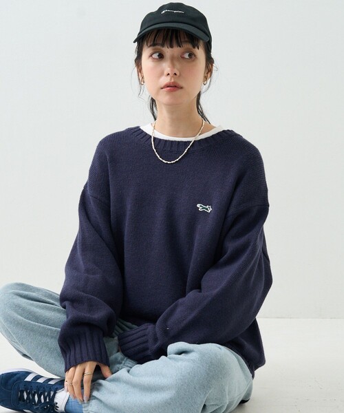 「TOWNCRAFT」 長袖ニット フリ- ブラック レディース_画像4