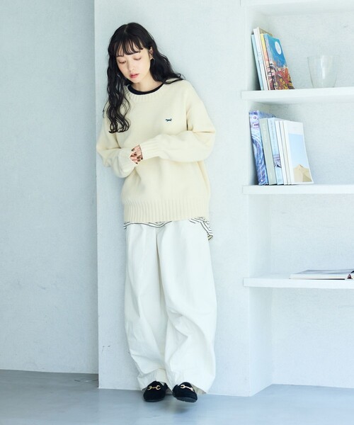 「TOWNCRAFT」 長袖ニット フリ- ブラック レディース_画像8