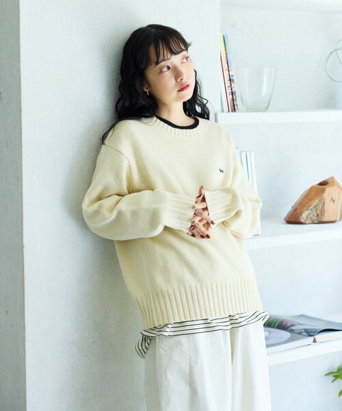 「TOWNCRAFT」 長袖ニット フリ- ブラック レディース_画像10