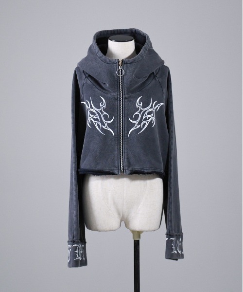 「REFLEM」 ジップアップパーカー FREE チャコールグレー レディース_画像2