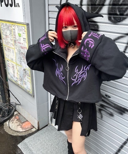 「REFLEM」 ジップアップパーカー FREE チャコールグレー レディース_画像9