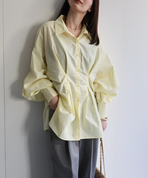 ♡新品未使用♡ウエストリブシャツブラウス Re:EDIT（リエディ） ブラウス シャツ 「2026S/S PRE ORDER」ボウタイ