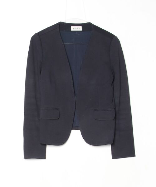 PLST ネイビー ノーカラージャケット XXL PLST（プラステ） ノーカラージャケット S ネイビー レディース