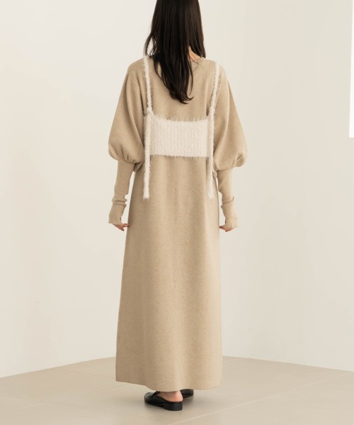 「hinari」 長袖ワンピース SMALL ベージュ レディース_画像3