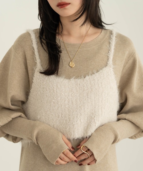 「hinari」 長袖ワンピース SMALL ベージュ レディース_画像7