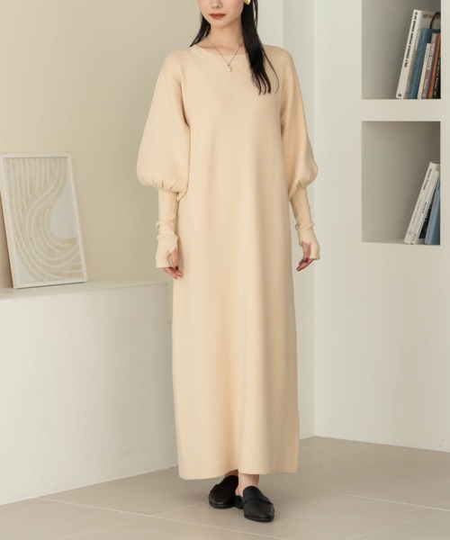 「hinari」 長袖ワンピース SMALL ベージュ レディース_画像9