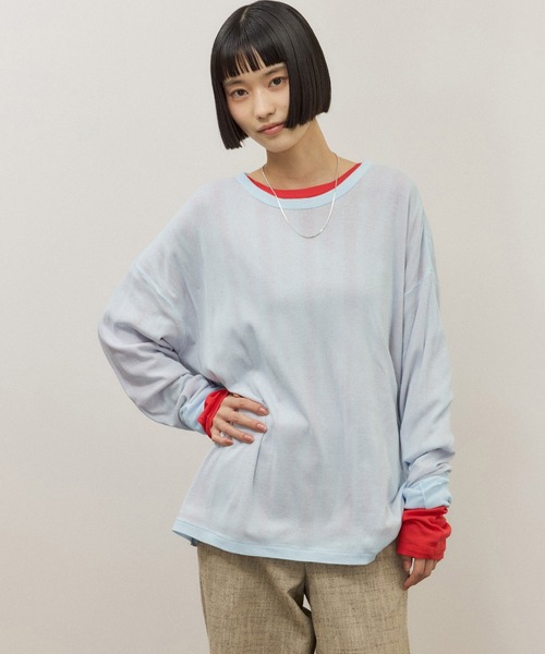 tシャツ 「Miller for ADAM ET ROPE'」別注 L/S SHEER TEE（2PACK） レディースの画像