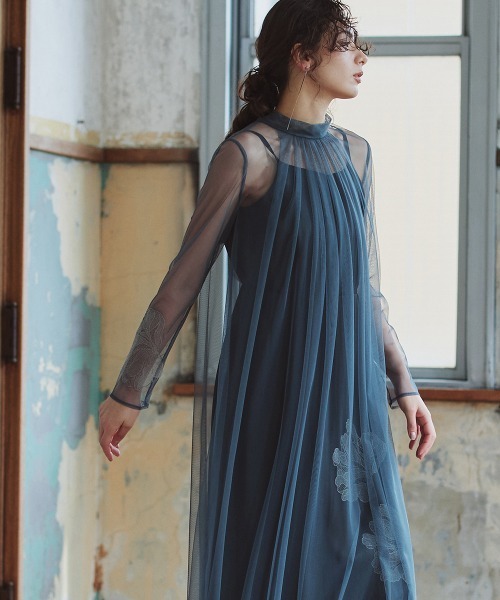 ドレス アシメ刺繍使い2WAYリボンデザインチュールワンピースドレス「Callarus」_5